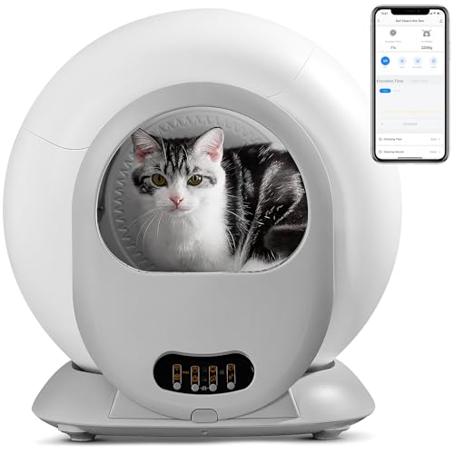 YQpet Self Cleaning Cat Litter Box, Scoop Free Automatic Cat Litter Box Extra Large Litter Box for Multiple Cats, Odor Removal Anti Pinch Kitty Litter Box, APP Control