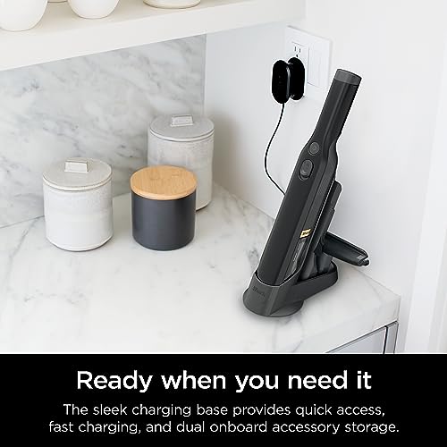 Shark WV201BK WANDVAC Cordless Hand Vac, Lightweight & Portable at 1.4 lbs. with Powerful Suction, Charging Dock, One-Touch Empty for Car & Home,Mattress,Duster Crevice Tool Included, Black(Pack of 1)