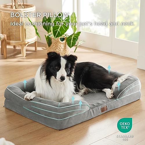 Bedsure Orthopedic Pet Bed - Large Washable Dog Sofa With Supportive Foam, Removable Cover, Waterproof Lining