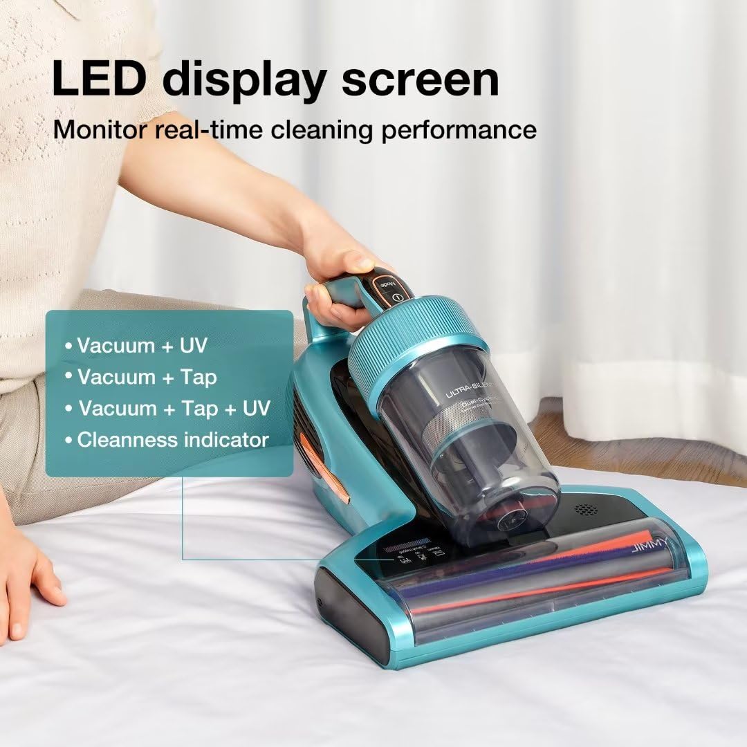 Jimmy Mattress Vacuum Cleaner with Dust Sensor, Anti-Allergen Bed Vacuum Cleaner