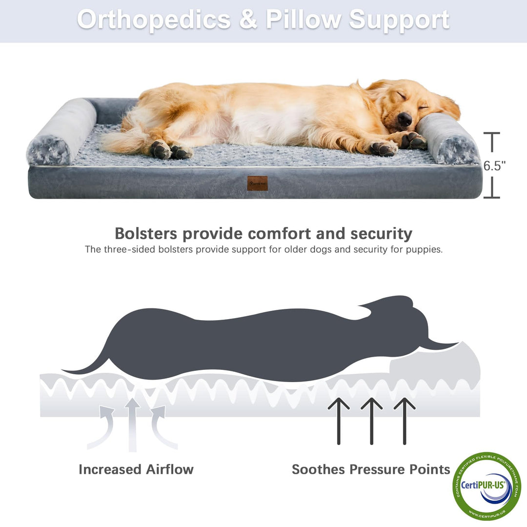 BFPETHOME Dog Beds for Large Dogs, Orthopedic Dog Bed for Medium Large Dogs, Egg- Foam Dog Crate Bed