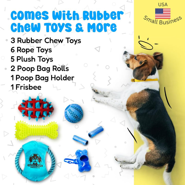 Pacific Pups 18 Piece Dog Toy Set - Plush