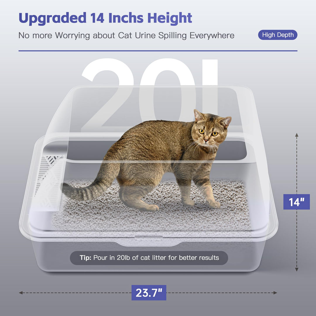 Hobya 14" Stainless Steel Litter Box for Cats, XL Metal Litter Box for Large Cat, Extra Large Kitty Litter Box