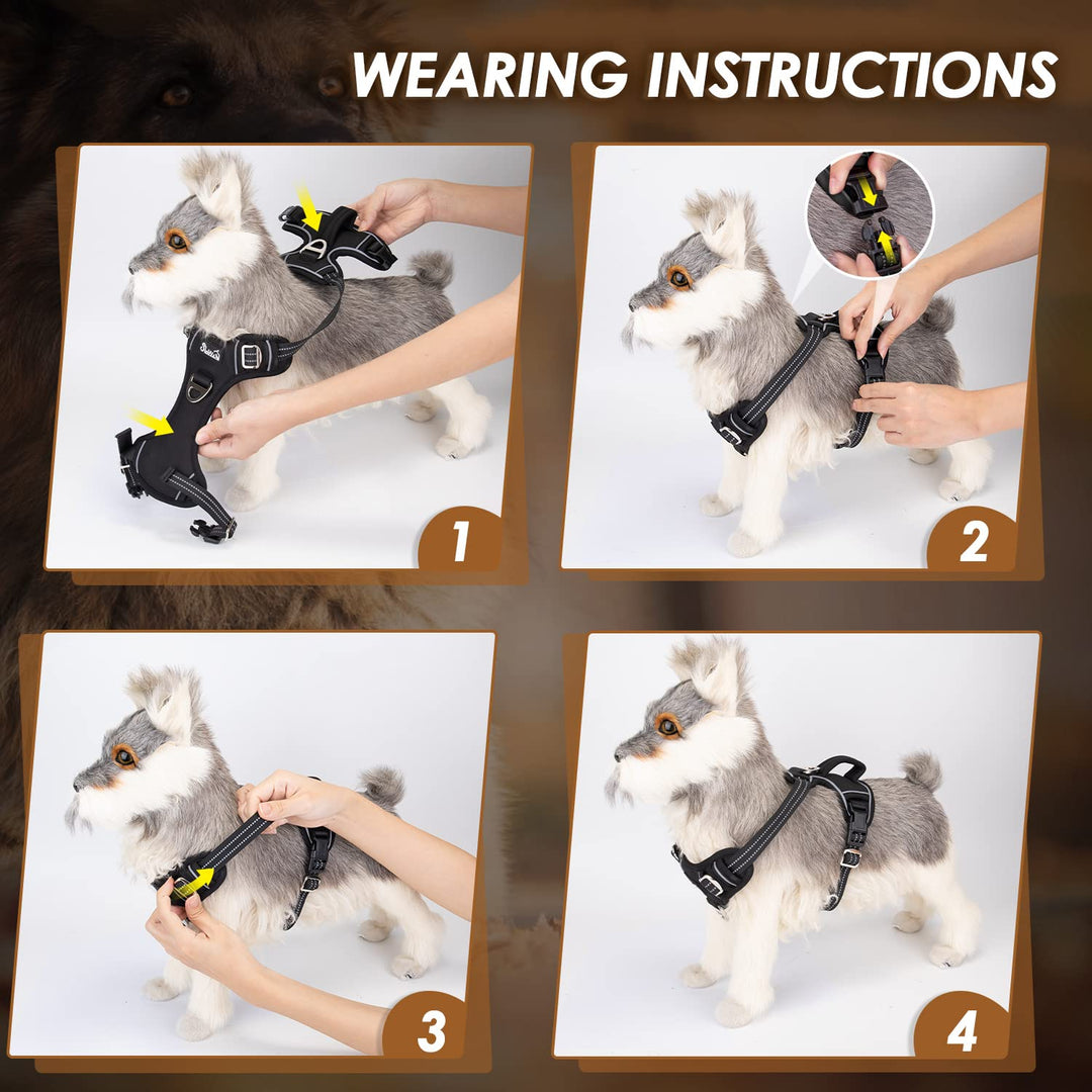Heavy Duty No Pull Dog Harness with Handle - Adjustable (Black, Large)