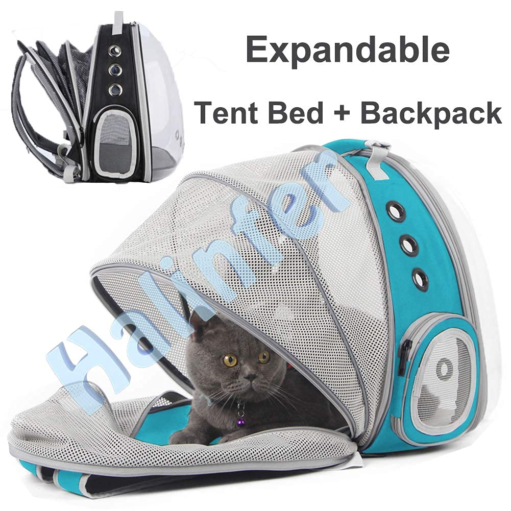 Back Expandable Cat Backpack Carrier, Fit up to 12 lbs, Space Capsule Bubble Window Pet Carrier Backpack for Cat