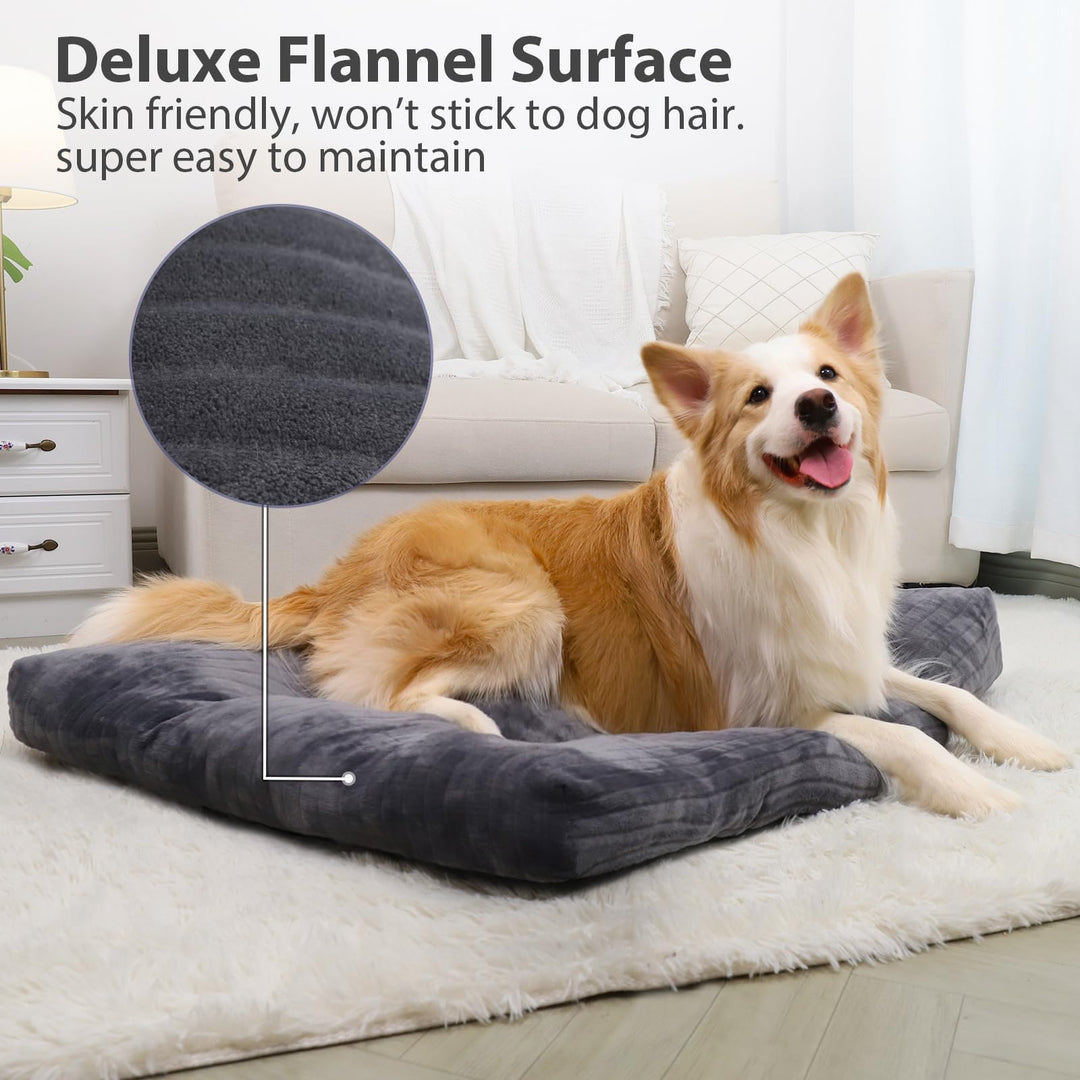 Dog Crate Bed Washable Dog Beds for Large Dogs Deluxe Thick Flannel Fluffy Comfy Kennel Pad Anti-Slip