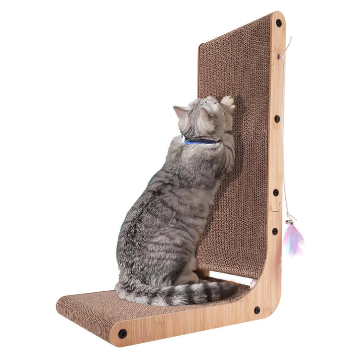 L Shape Cat Scratcher, Cat Scratchers, 23.6 Inch L-Shape Cat Scratch Pads with Built-in Catnip Toy Balls, Wall-Mount Cat Scratchers for Indoor Cats (L Shape)
