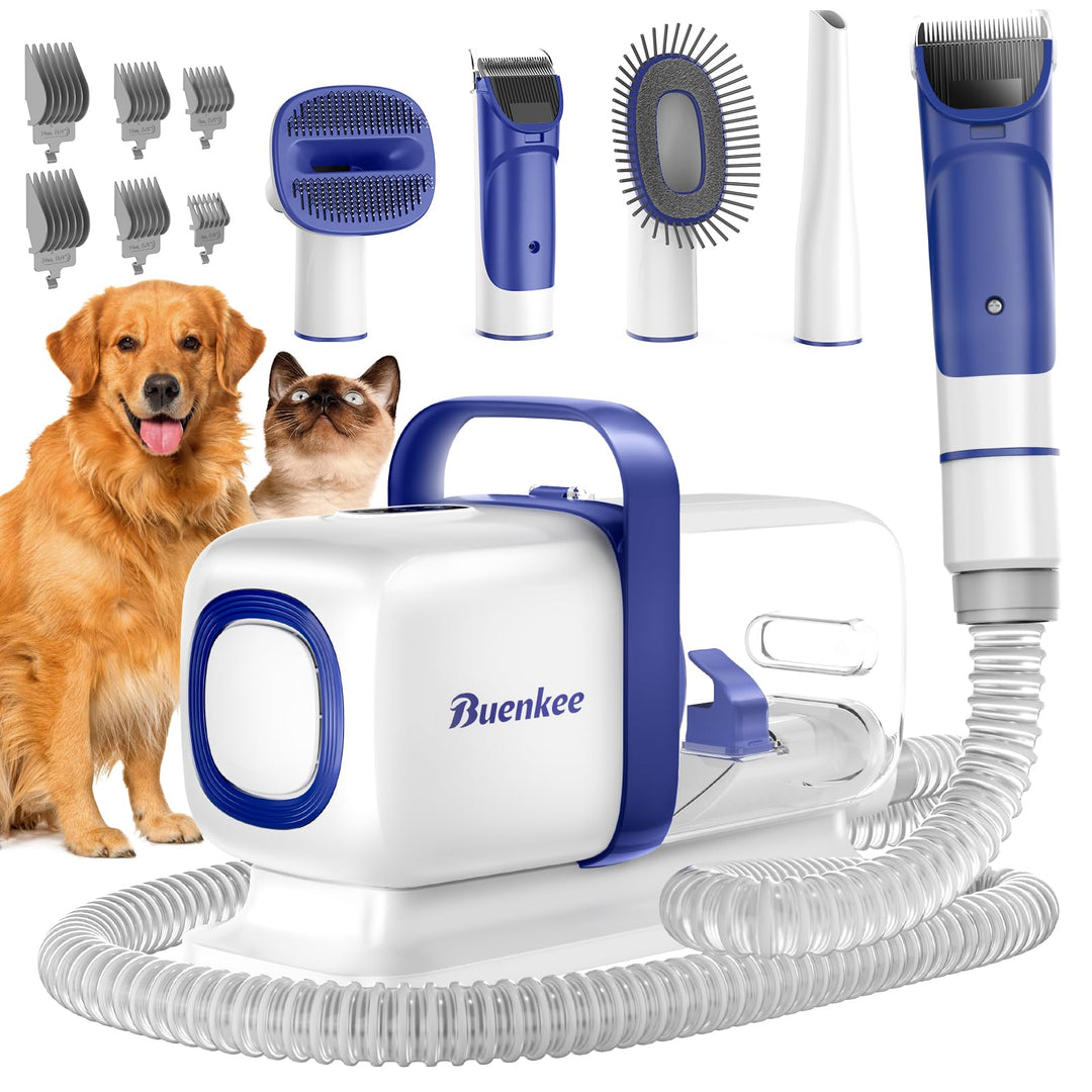 buenkee Dog Grooming Kit with Pet Grooming Vacuum, Dog Clipper, Pet Grooming Shedding Brush