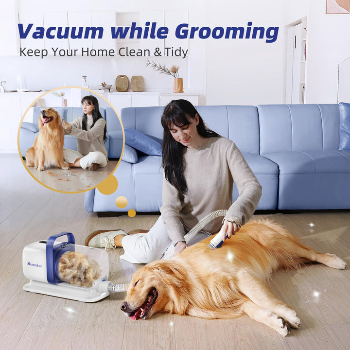 buenkee Dog Grooming Kit with Pet Grooming Vacuum, Dog Clipper, Pet Grooming Shedding Brush