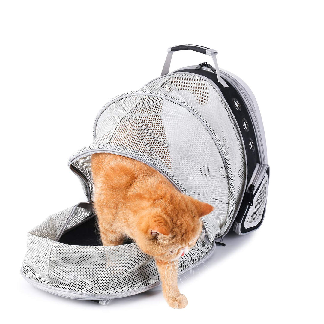 Lollimeow Bubble Expandable Cat Backpack Pet Travel Carrier for Cats and Dogs (Black-Expandable)
