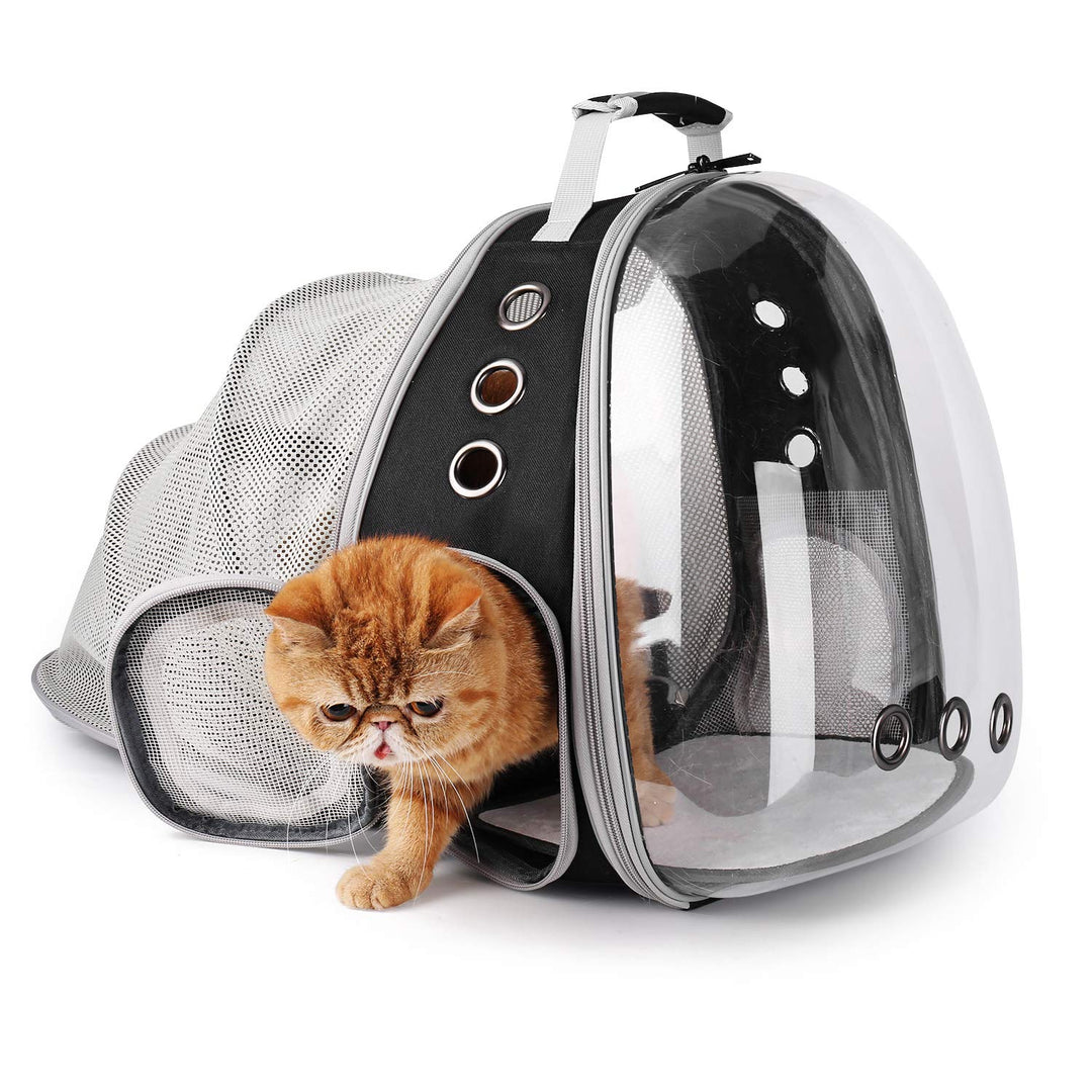 Lollimeow Bubble Expandable Cat Backpack Pet Travel Carrier for Cats and Dogs (Black-Expandable)
